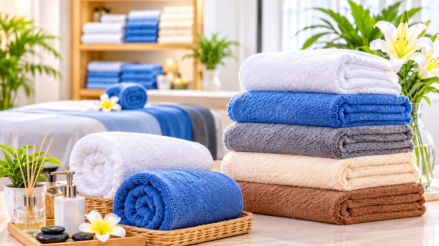 Bộ sưu tập các dòng khăn spa cao cấp dệt sợi tự nhiên với mức giá sỉ rẻ tận gốc xưởng Dệt May Phú Minh Đức.