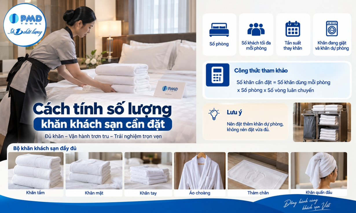 Cách tính số lượng khăn khách sạn cần đặt