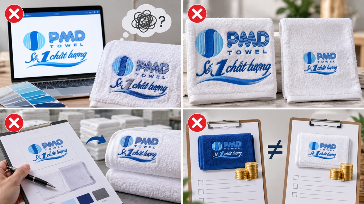 Những lỗi thường gặp khi đặt khăn dệt logo và khăn thêu logo