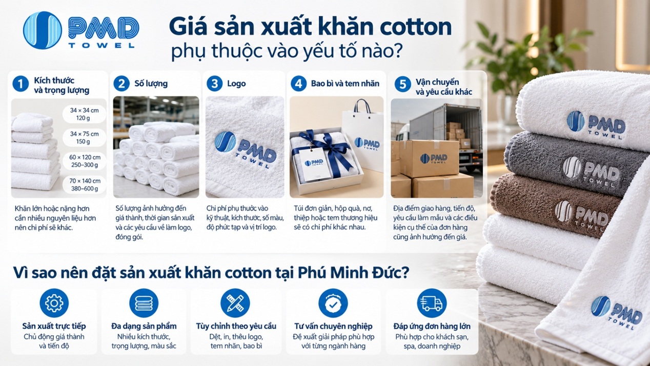 Giá sản xuất khăn cotton phụ thuộc vào yếu tố nào?