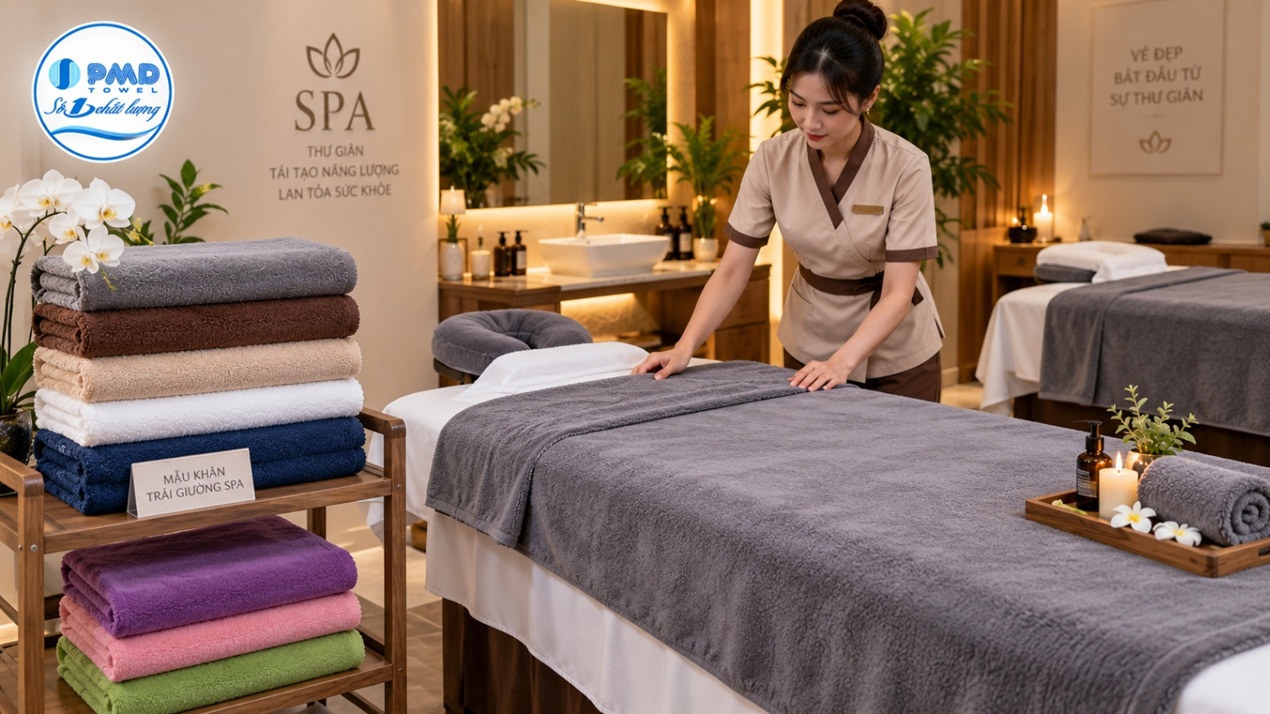 Khăn trải giường, khăn phủ chân spa